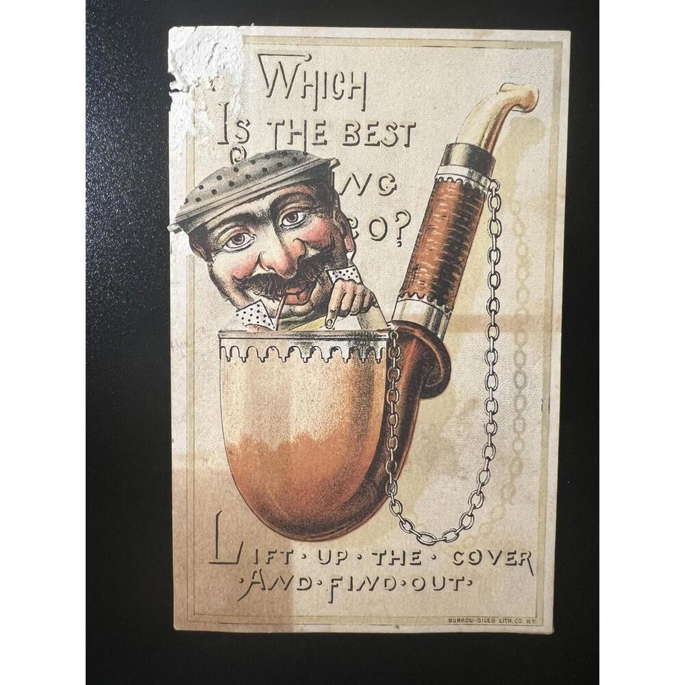 Victorian Trade Card Blackwell’s Tobacco Smoking Pipe Pop Up Durham Advertising